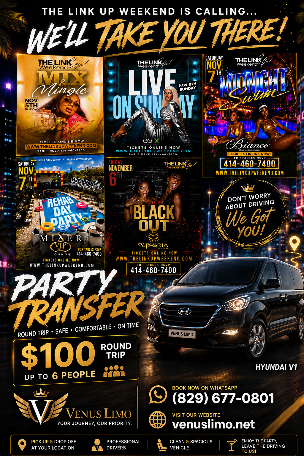 Party Transfer Round Trip | The Link Up Weekend