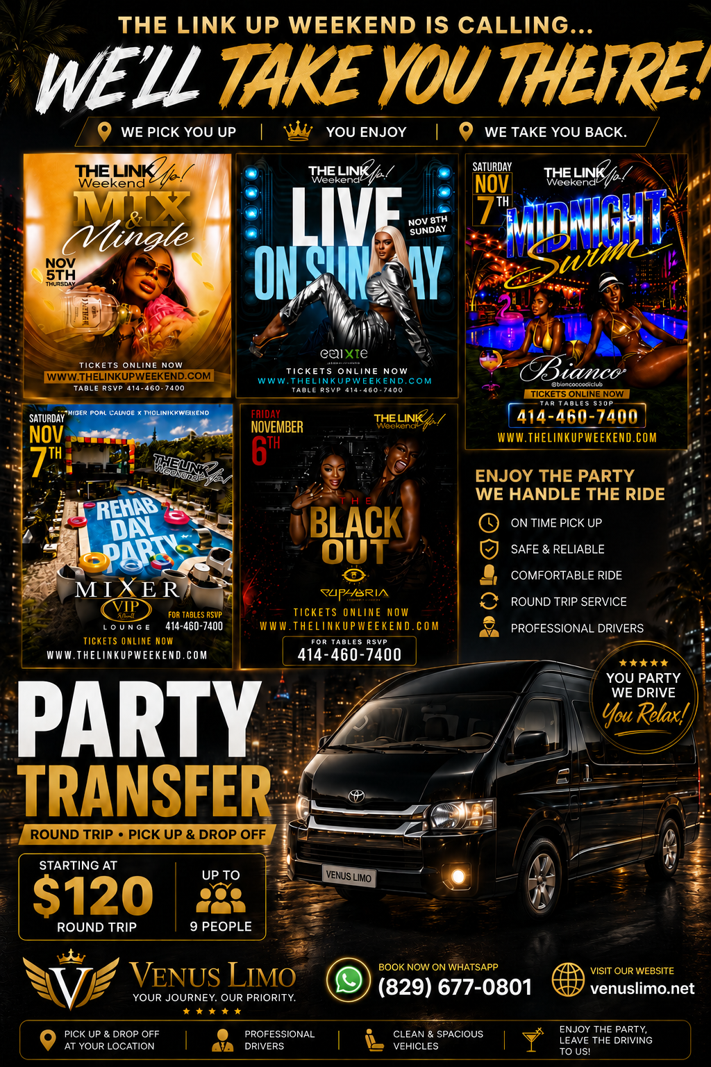 Party Transfer Round Trip | The Link Up Weekend