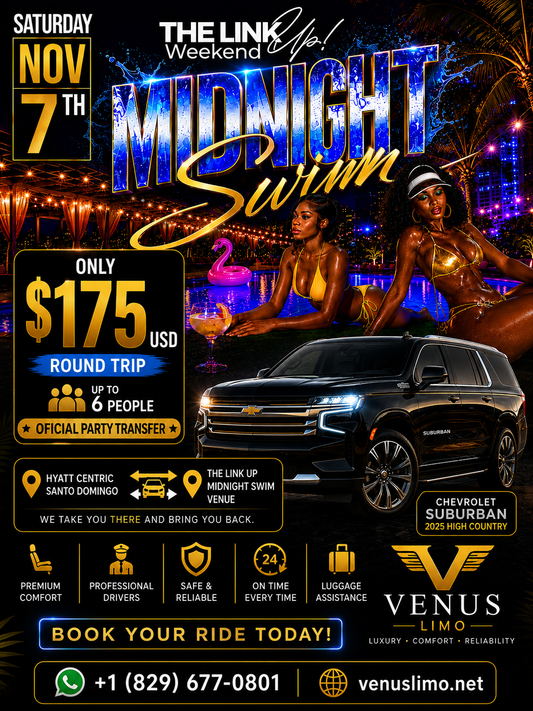Midnight Swim at Bianco Nov 7th
 - Link Up Weekend Luxury transportation Round-Trip